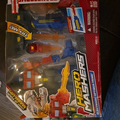 TRANSFORMERS Hero Mashers ELECTRONIC OPTIMUS PRIME & AUTOBOT HEATWAVE HTF MIP 