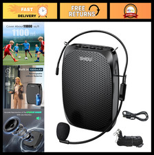 Portable Voice Amplifier Microphone Headset - Rechargeable Mini PA System for Te