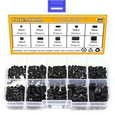 Sutemribor M3/4/5/6/8 Internal Hex Drive Cup-Point Set Screws Assortment Kit 10