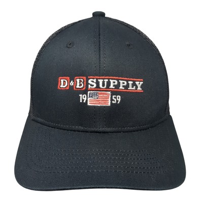 D&B Supply 1959 Snapback Trucker Hat Black One Size Mesh Back USA Flag