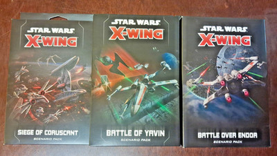 Star Wars X Wing: Triple Scenario Pack Bundle - Coruscant, Yavin, & Endor - New!