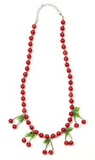 Retro Rock Cherry Costume Necklace Adult One Size