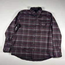 Swiss+Tech Men's Long Sleeve Flannel Shirt ButtonUp, Plaid, Size Large Red/Black