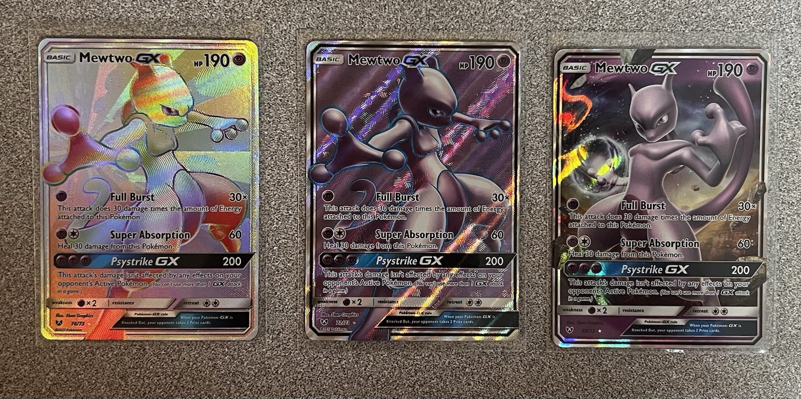 Pokemon Mewtwo GX Shining Legends 39/73 72/73 76/73 Full Art/Rainbow Set NM-LP