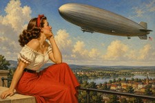 Pinup Sexy Woman Blimp Dirigible Airship MODE...