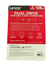 Lexar 128GB 2-in-1 Dual Flash Drive USB-C and USB-A, Mac-Android- PC 2 PACK