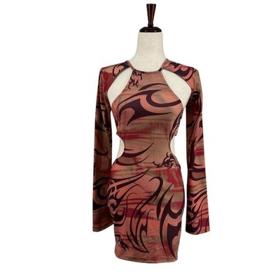 into the groove mini dress AKIRA Groove And Move Printed Mini Dress | Brown
