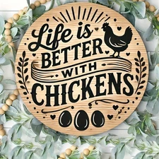 2D Flat, 1pc Rustic Farmhouse Wall Decor - 7.87x7.87 Inch Round Aluminum Sign wi