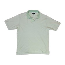 Burberry Golf Polo Shirt Mens Large Mint Green Striped Made In Italy Cotton VTG