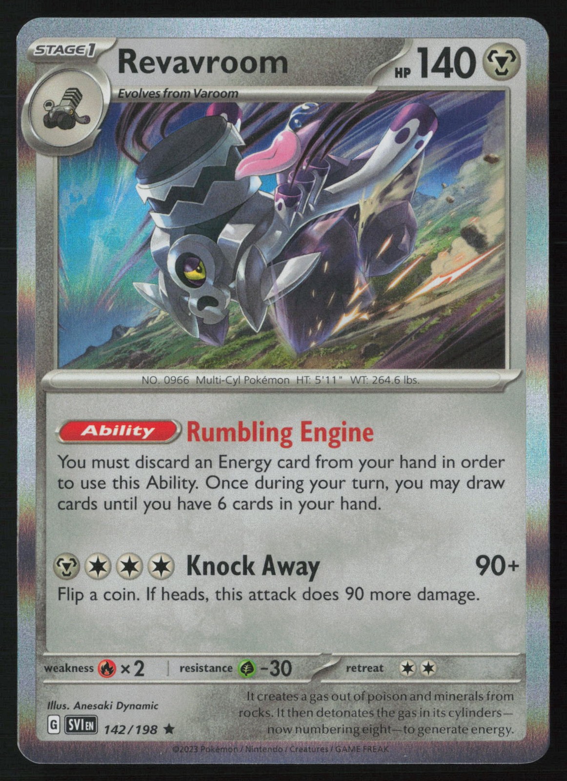Pokemon Revavroom 142/198 SV01: Scarlet & Violet Base Set Holo Pack Fresh - NM