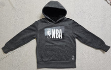 NBA Logo Kids Hoodie Pull Over Sweater Grey/Black Size 8 Long Sleeves VGC