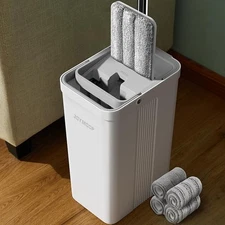 JOYMOOP Mop and Bucket with Wringer Set, Hands Free Flat Floor Mop and Bucket, w