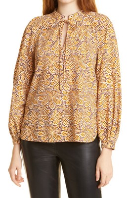 Rebecca Taylor Speckled Fleur Marig Abstract Floral Blouse; Size 12