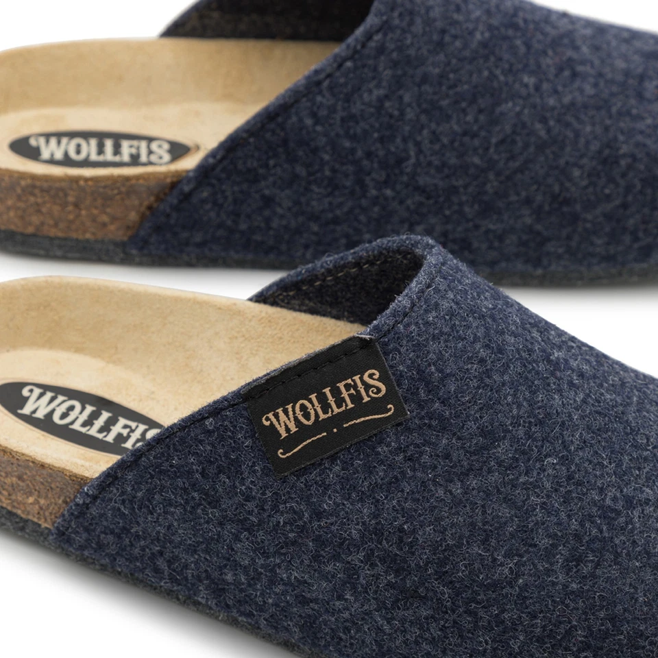 Bio Filzclogs Herren Filz Hausschuhe Korkfußbett Filzpantoffeln Pantoffel Marine - Bild 2 von 4