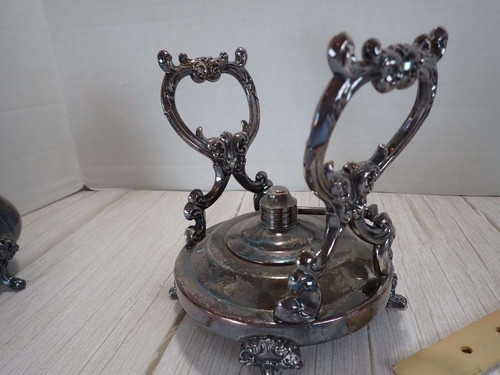 Caffettiera basculante vintage Towle placcata argento con supporto scaldabagno, crema e zucchero coperto - Foto 16 di 17
