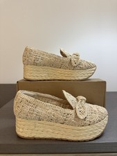 New Dolce Vita JAKA Natural Raffia Macrame Espadrille Platform Beige Loafers Sz6