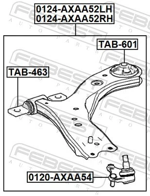 TRACK CONTROL ARM 0124-AXAA52LH FOR TOYOTA RAV/VAN A25A-FXS/FKS 2.5L 4cyl - Image 3 of 4