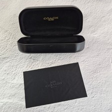 COACH Sunglasses Hard Case Black Leather Clam Shell Eyeglasses Case New York NYC