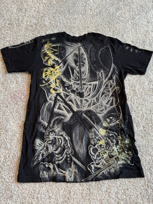 VINTAGE Y2K Affliction Heroes & Demons Samurai T-Shirt Sz L | eBay