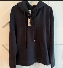 Amazon Black Hooded Sweatshirt 1/4 Button Front Pocket Medium New with Tags