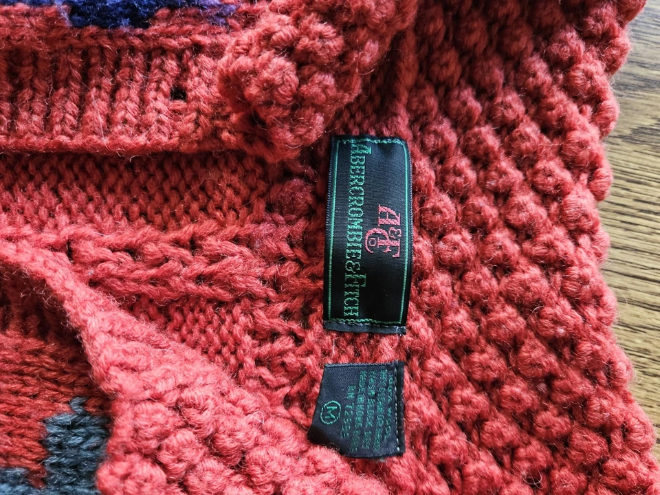 Cárdigan Suéter Lana Cable Abercrombie & Fitch Mujeres Raro De Colección M Y2K Foto 3 de 4