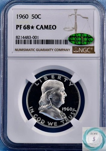1960 Franklin Half Dollar NGC PF 68* CAMEO w/CAC - Heavy Frost Deep Mirrors!
