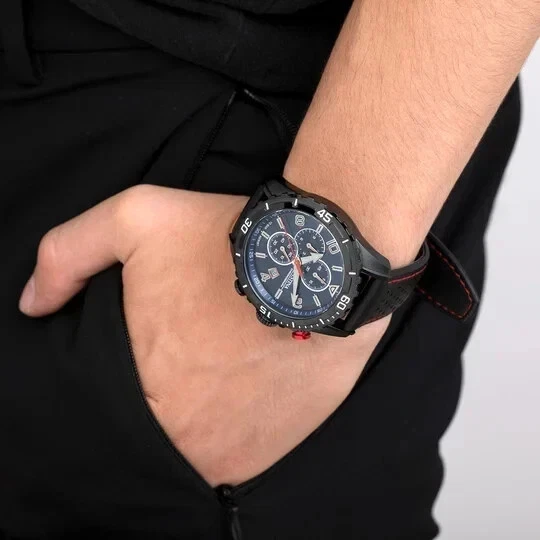 Montre chronographe Festina Chrono Sport F205192 avec bracelet en cuir noir - Photo 2/3