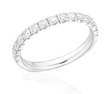 18ct Gold Fishtail Set Round Brilliant Cut Diamond Half Eternity / Wedding Ring
