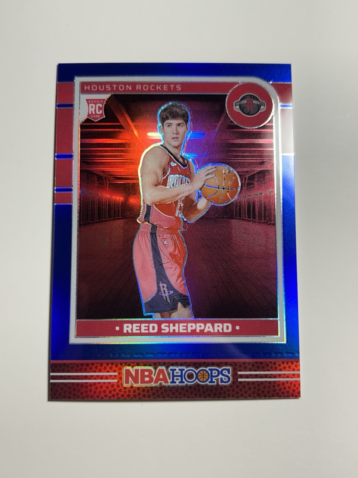 2024-25 Panini NBA Hoops-#233 Reed Sheppard (RC) True Blue Prizm Premium /49