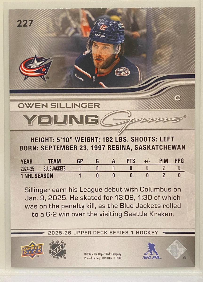 2025-26 Upper Deck #227 Owen Sillinger YG RC | eBay