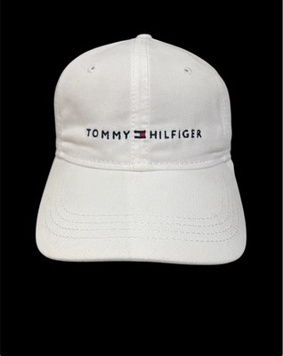 Tommy Hilfiger Logo White Baseball Hat Cap, Adjustment Strap, One Size