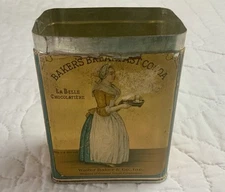 Antique Advertising Tin, Early 1900’s, Baker’s Breakfast Cocoa, 1/2 Pound, Mass