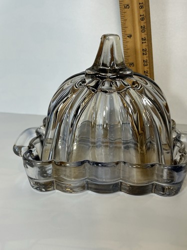 SELTEN 2 Stück Butterdose in Kürbisform Bernstein Blau Glas Butterdose mit Griffen Deckel - Bild 14 von 17