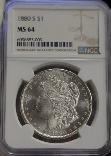 1880 S US Morgan Silver Dollar $1 NGC MS64 PQ Coin