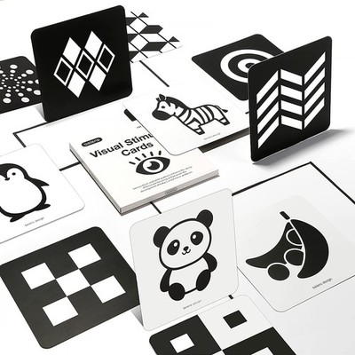 beiens High Contrast Baby Flashcards, Black White Color Newborn 5.5'' x 5.5'' 