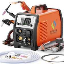 HITBOX MIG Welder 200A 6in1 Gasless/Gas/HF TIG/Plasma Cutter 40A/Stick/Spot 220V