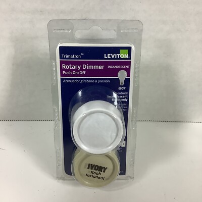 New Leviton 6683-IW 3-Way Push Dimmer Ivory 600 Watt Sealed Package