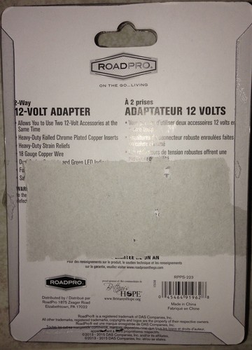 ROADPRO RPPS-223 Power Adapter,2 Outlet,12V - Picture 2 of 2