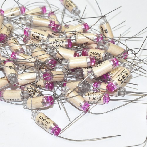 1200 pF 3000 V 3 kV 20% LOT OF 2 KF POLYSTYRENE STYROFLEX CAPACITOR - Picture 2 of 3