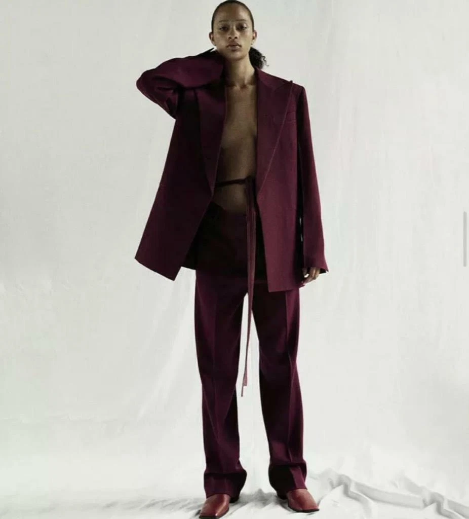 CELINE Wool Gabardine Black Pants Leather Belt 36 Phoebe Philo Resort 2018