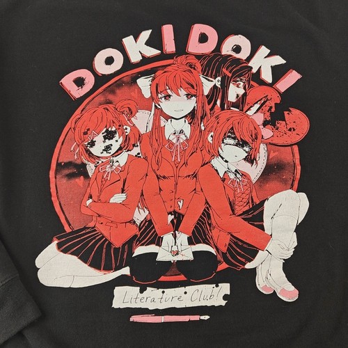 OMOCAT × DDLC DOKI DOKI Literature Club Cotton Black Sweater Size XL - Picture 2 of 11