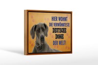 Holzschild Spruch 18X12 Cm Hund Hier Wohnt Deutsche Dogge Deko Schild