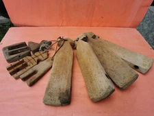 OLD WOODEN PRIMITIVE HAND MADE WOODEN PARTS OF WEAVING LOOM SHUTTLES SPOOL PEDAL
