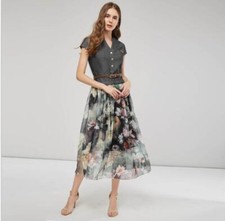 long sleeve dresses for ladies Betsy & Adam Women's Ruched Slit Long-Sleeve Dress - Navy