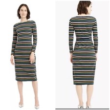 J. Crew Long Sleeve Striped Midi Dress Women's Multicolor Cotton Sz 4