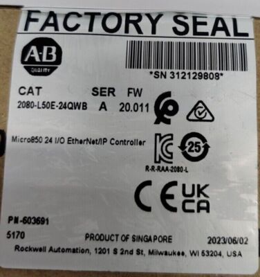 2080L50E24QWB Allen-Bradley 2080-L50E-24QWB Micro850 24 I/O EtherNet Controller