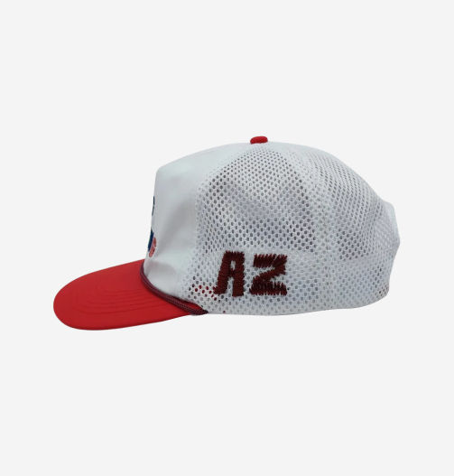 Alex Zono I Dig Running Rainbow Trucker Hat, White Red (100