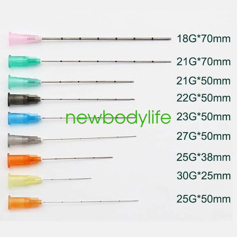 5/10/20/50 PIEZAS Micro cánula con punción, punta roma para rellenos, listada por la FDA