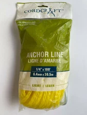 Cordcraft Anchor Line Polypropylene Yellow 1/4" X 100' Light 047403 Boat Fishing