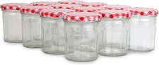 Jam Jars Glass Wide Mouth Preserve Pots Screw Lids 324ml Airtight Jar Set of 12